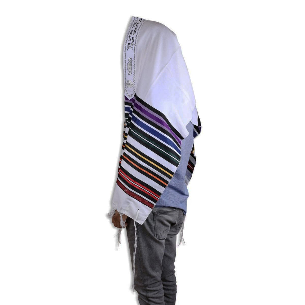 Bnei Or Multi-Color Red Wool Tallit Set with Matching Bag