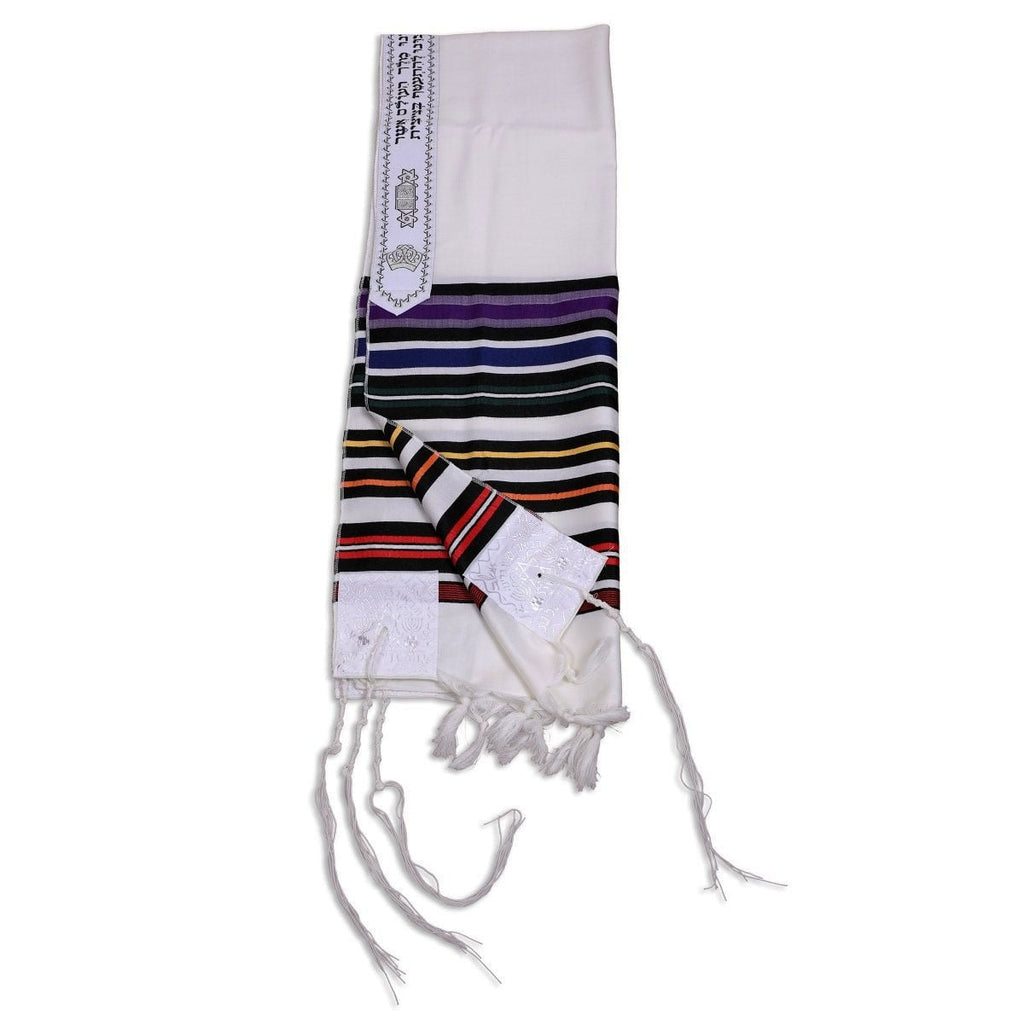 Bnei Or Multi-Color Red Wool Tallit Set with Matching Bag