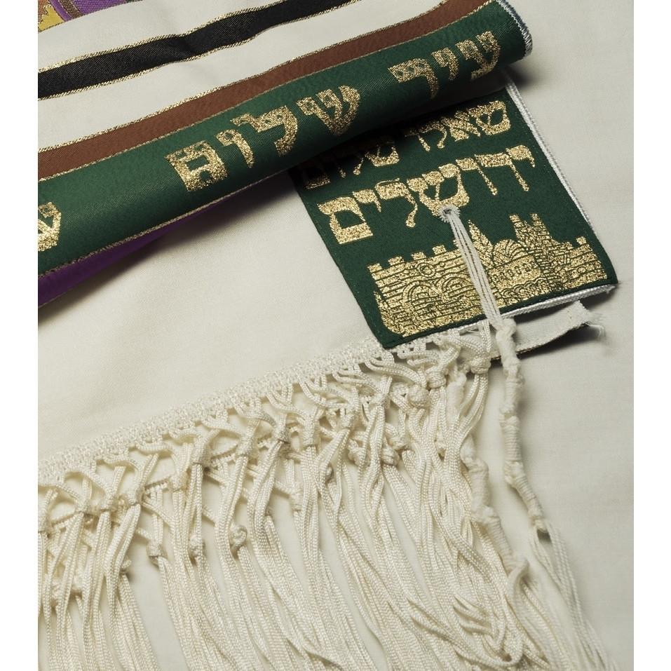 Aviv Jerusalem City of Peace Tallit Set – Earth Tone Multicolor Design