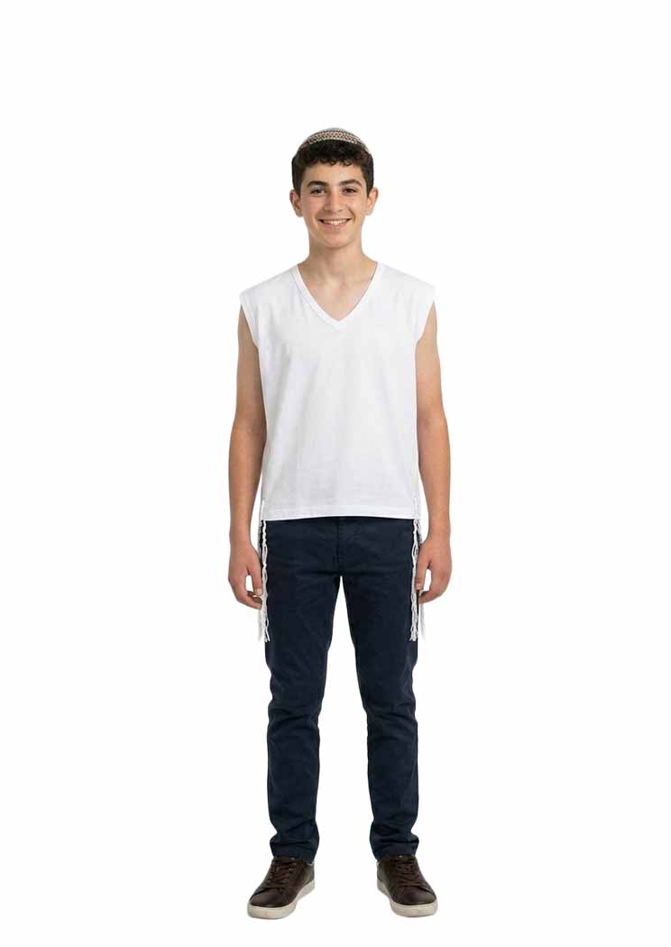 T-Shirt Tzitzit – 100% Cotton Knit – Kosher Certified – Multiple Neck Styles