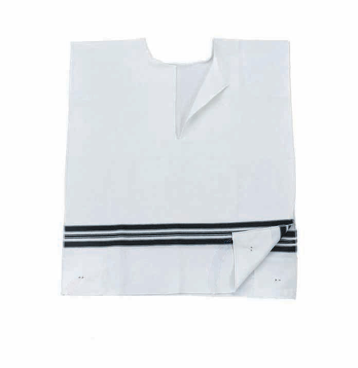 Classic Wool Tallit Katan – Traditional Black Stripes – No Tzitzit
