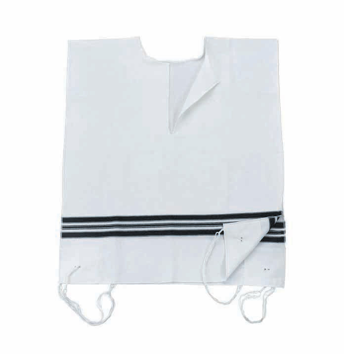 Classic Wool Tallit Katan – Traditional Black Stripes – Kosher Certified